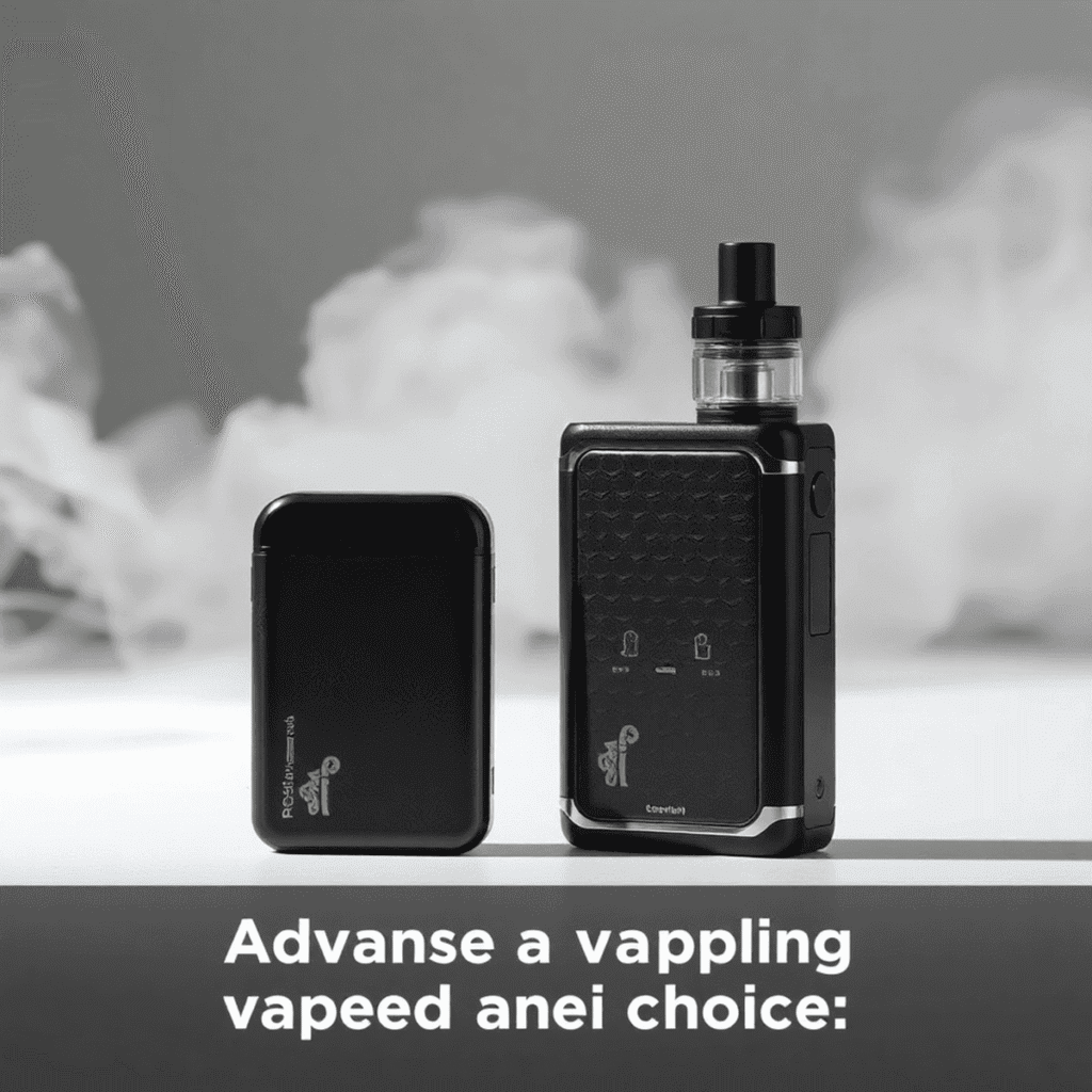 Two advanced vaping devices, a sleek pod system and a customizable box mod, sit side by side on a clean surface with subtle vape clouds behind them.