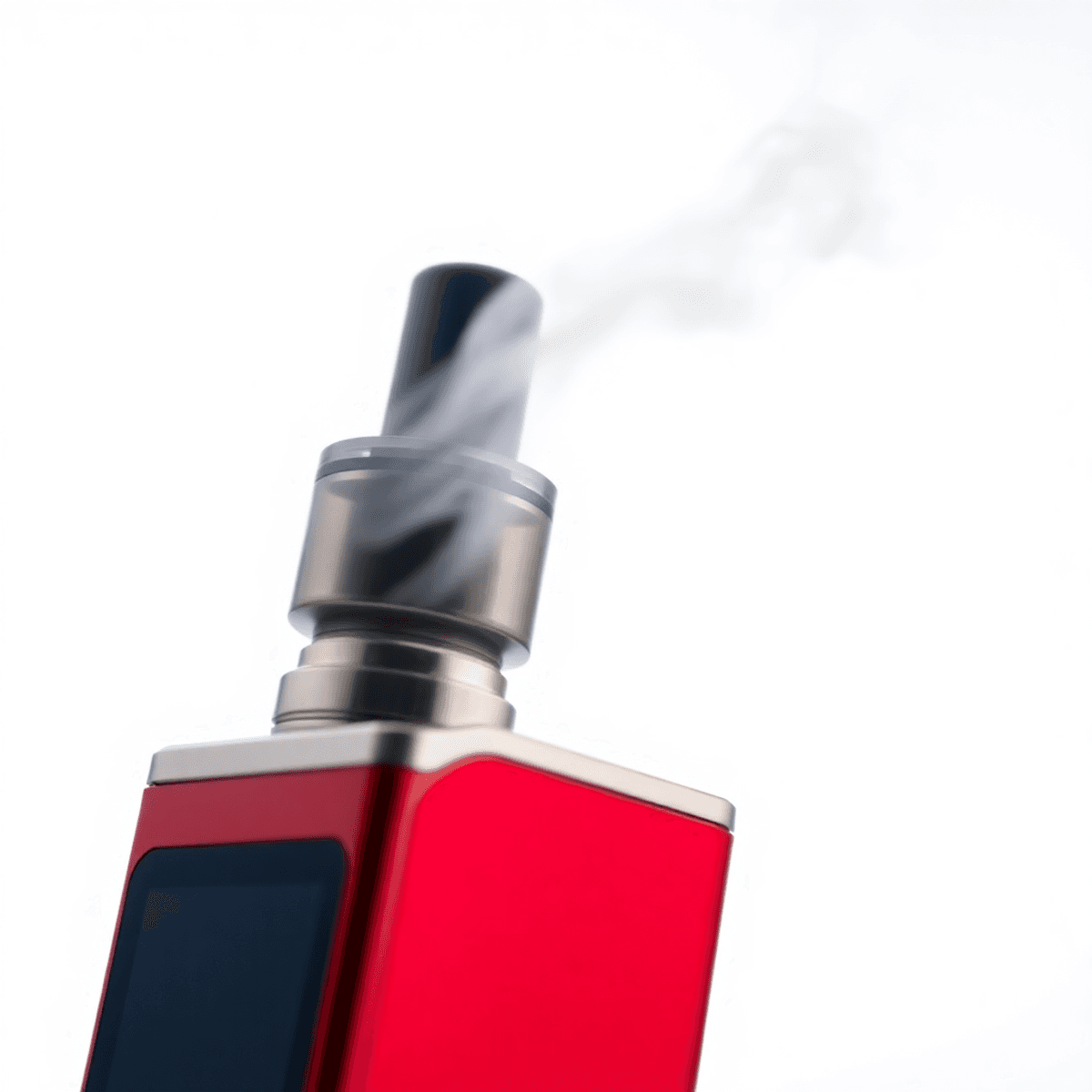Close-up of a sleek vape device with gentle vapor clouds rising against a bright background, symbolizing vaping and lung health awareness.